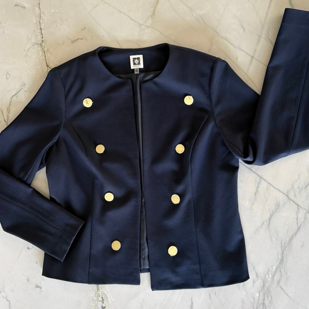 Vintage 90s Ann Taylor Military Jacket, navy blue gold buttons NWOT Size M